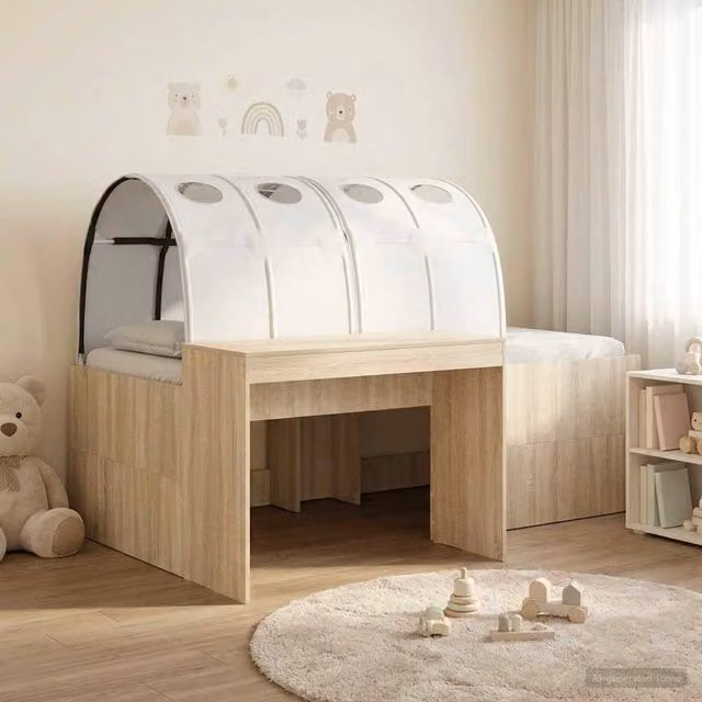 Berkfield Home 3-Piece Bed with Tunnel in Artisan Oak and White Engineered Wood, Brown