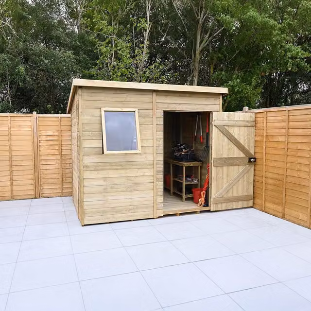 Forest Garden Timberdale T&G Pressure Treated Pent Wood Shed in Brown