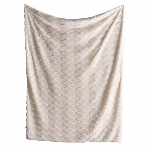 Appletree Hygge Cosy Diamond Fleece Throw, Beige, W: 150 cm, D: 200 cm – 2