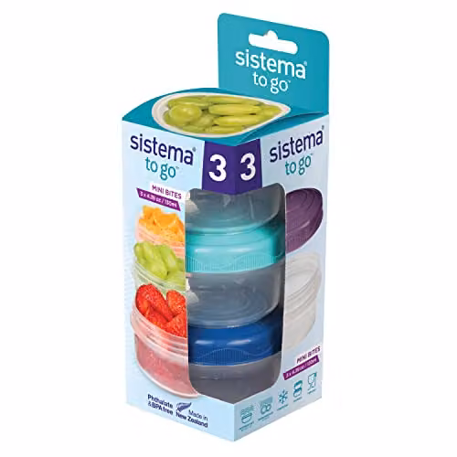 Sistema TO GO Mini Bites Stackable Snack Pots, Multicolour, 130 ml, 3 Pack – 6