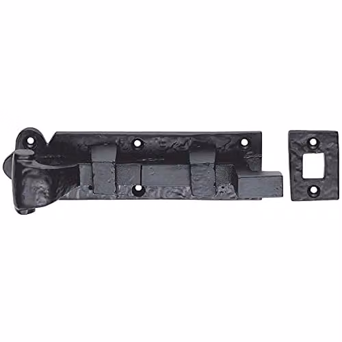 Loops Cranked Barrel Surface Mounted Door Bolt Lock in Black Antique, 115 x 31 mm – 1