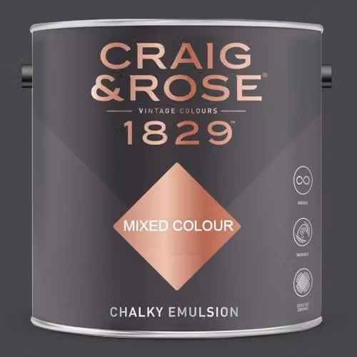 Craig & Rose 1829 Chalky Emulsion Paint in Jet Black, 2.5l