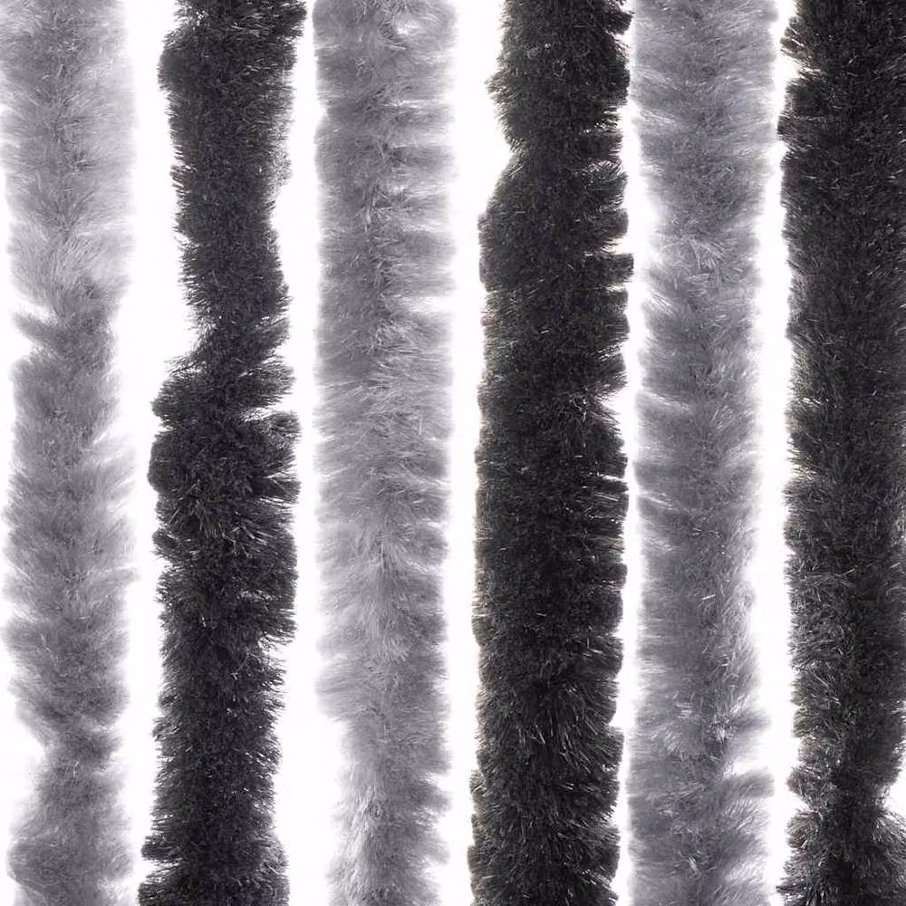 Berkfield Home Grey and Black Striped Chenille Soft Fly Curtain, W: 56 cm, H: 200 cm – 6