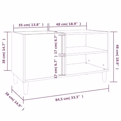 vidaXL Record Cabinet in Smoked Oak, W/D/H: 84.5 x 38 x 48 cm – 3