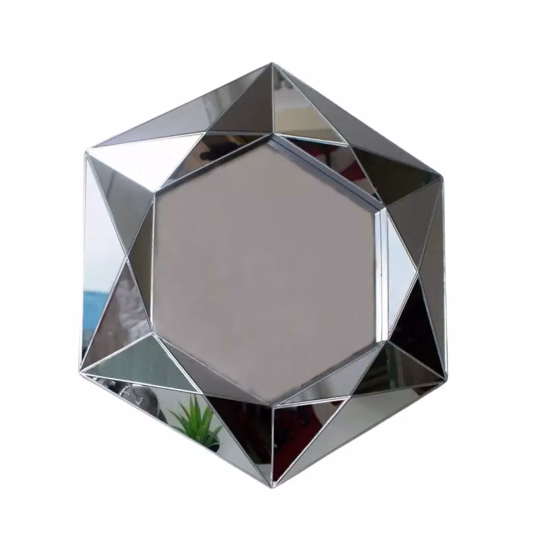 Marco Paul Silver Abstract Design Glass Wall Mirror – 3