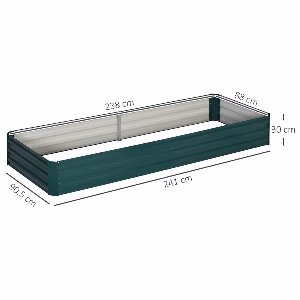 EONLION Outsunny Galvanised Steel Raised Garden Bed Outdoor Planter Box, Green, W/D/H: 120 x 88 x 30 cm – 2