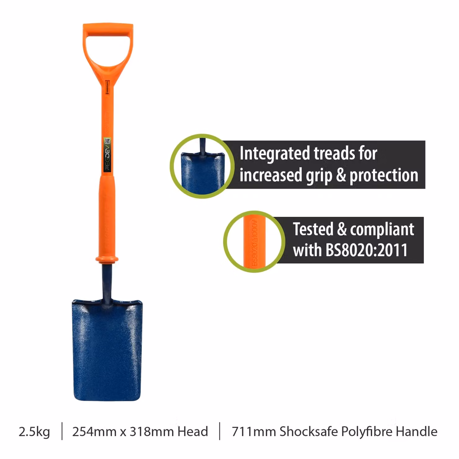 Pegdev Shocksafe Insulated Trenching Shovel, 1000V Rated, Orange – 2