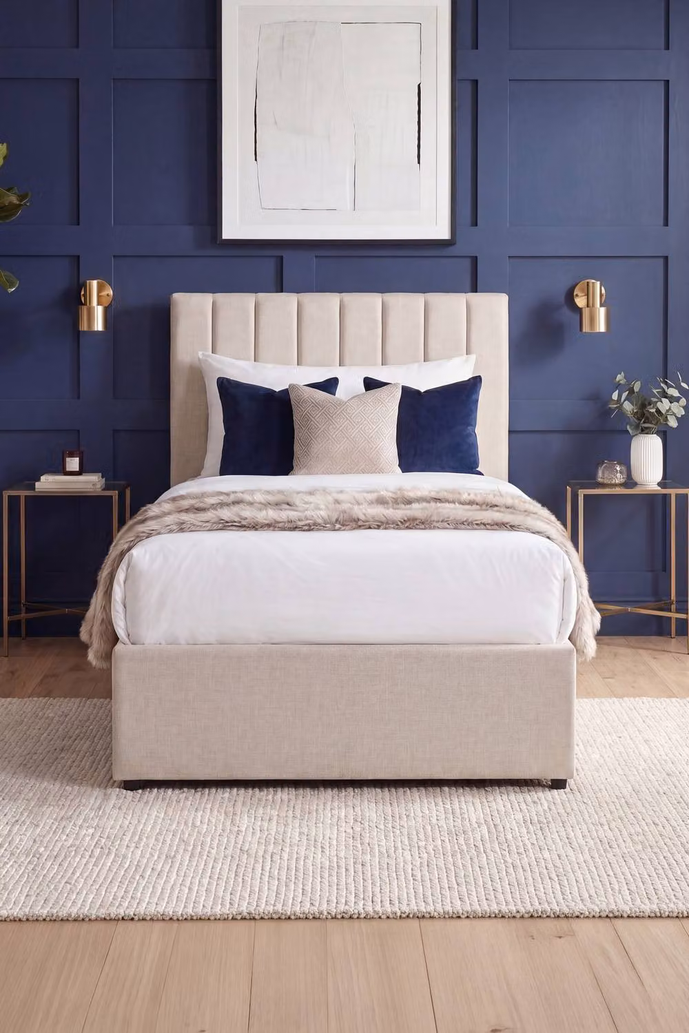 Vida Designs Vellaro Ottoman Storage Bed Frame in Beige Linen Fabric, Single, W/D/H: 90 x 200 cm – 4