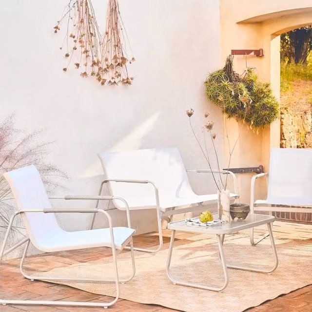 Sweekeek 4-Seater Steel Garden Sofa Set in Beige