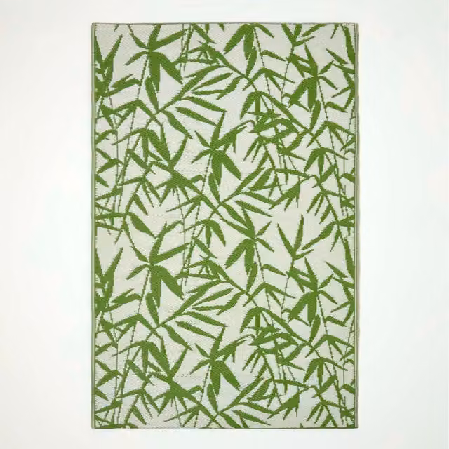 Homescapes Zena Tropical Green Outdoor Rug, Reversible and UV-Resistant, W/D/H: 270 x 270 cm