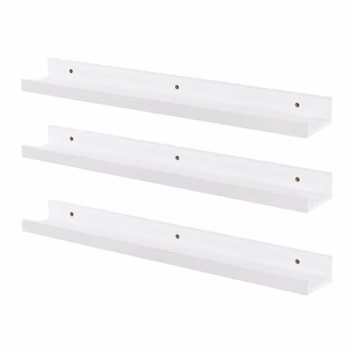 Harbour Housewares Pack of 6 Floating Picture Ledge Wall Shelves, White, W: 57 cm – 1