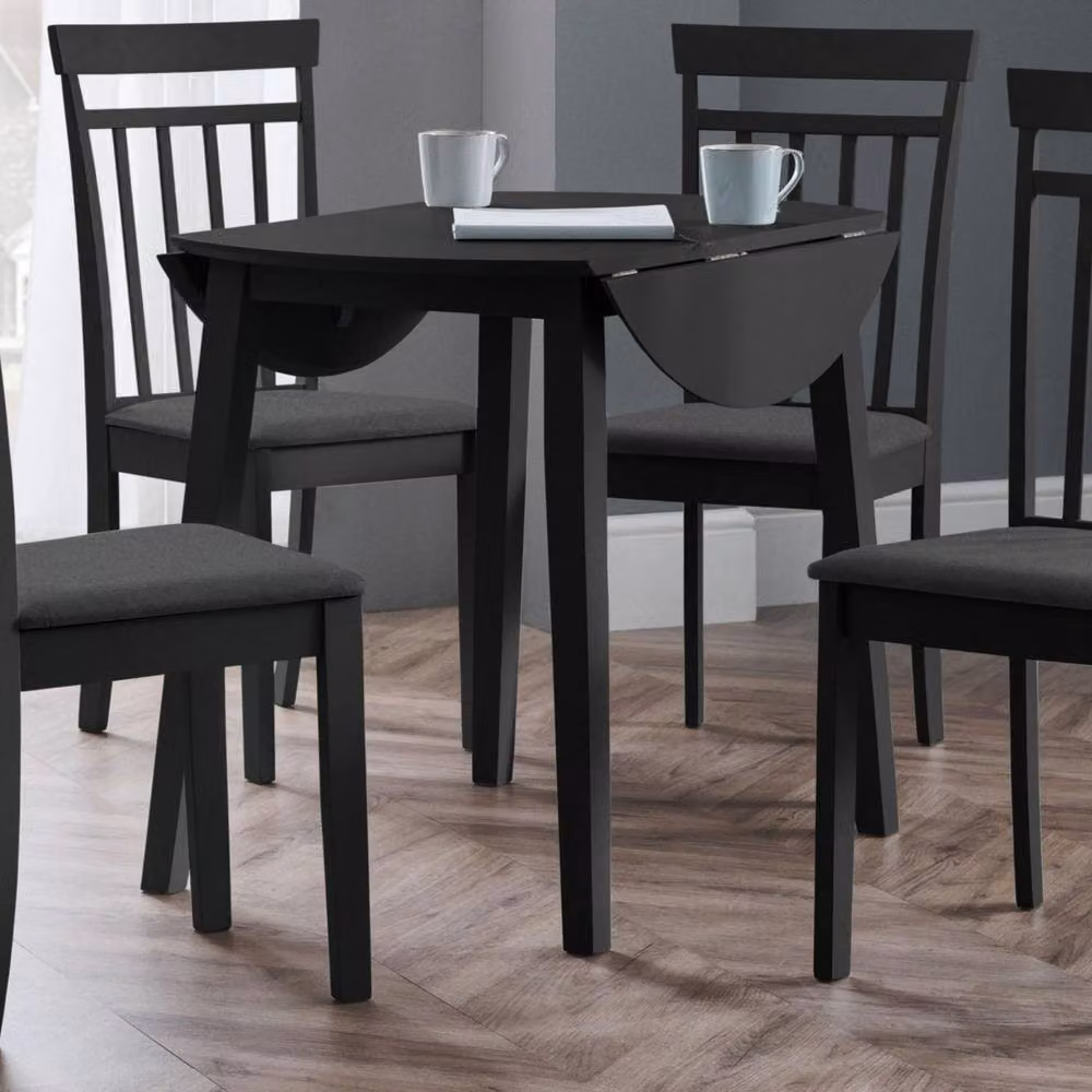 Cheshire Premium Coast Black Lacquered Modern Drop Leaf Square Dining Table, Width: 90 cm – 2