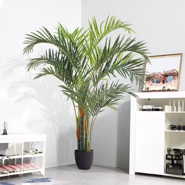 Breeins Artificial Green Palm Tree in Black Pot, Height: 200 cm