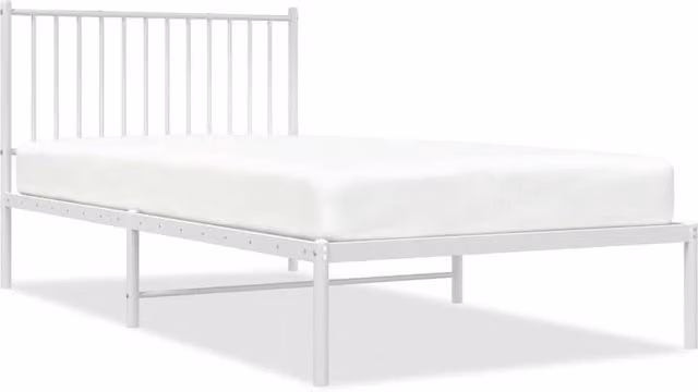 Berkfield Home Metal Bed Frame with Headboard, White, W: 100 cm, L: 200 cm – 1