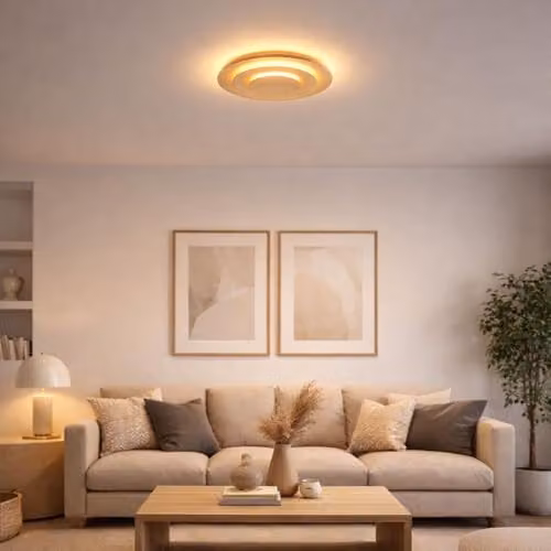 Netlighting Heda Modern LED Ceiling Light in Gold/Brass, 24W, 1500 lm, Warm White, D 35 x H 4.7 cm – 2