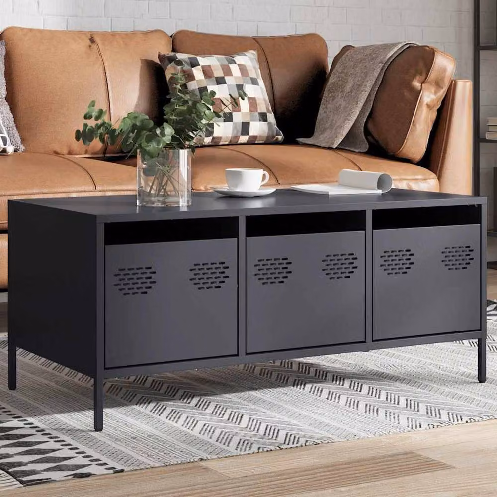 Berkfield Home Sturdy Industrial Coffee Table in Anthracite Grey, W/D/H: 101.5 x 50 x 43.5 cm – 2