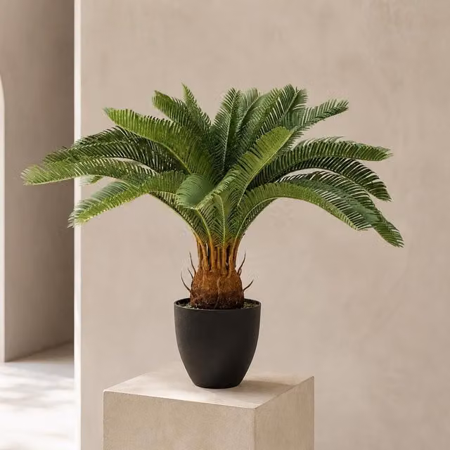 Leaf Design UK Artificial Tropical Cycas Palm Plant, Green, Height: 70 cm – 2