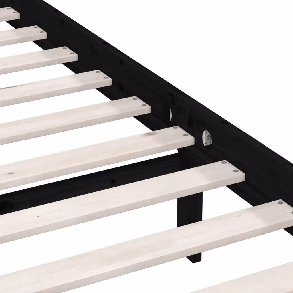 Berkfield Home Small Double Bed Frame in Black Solid Pine Wood, W/D/H: 120 x 200 cm – 4