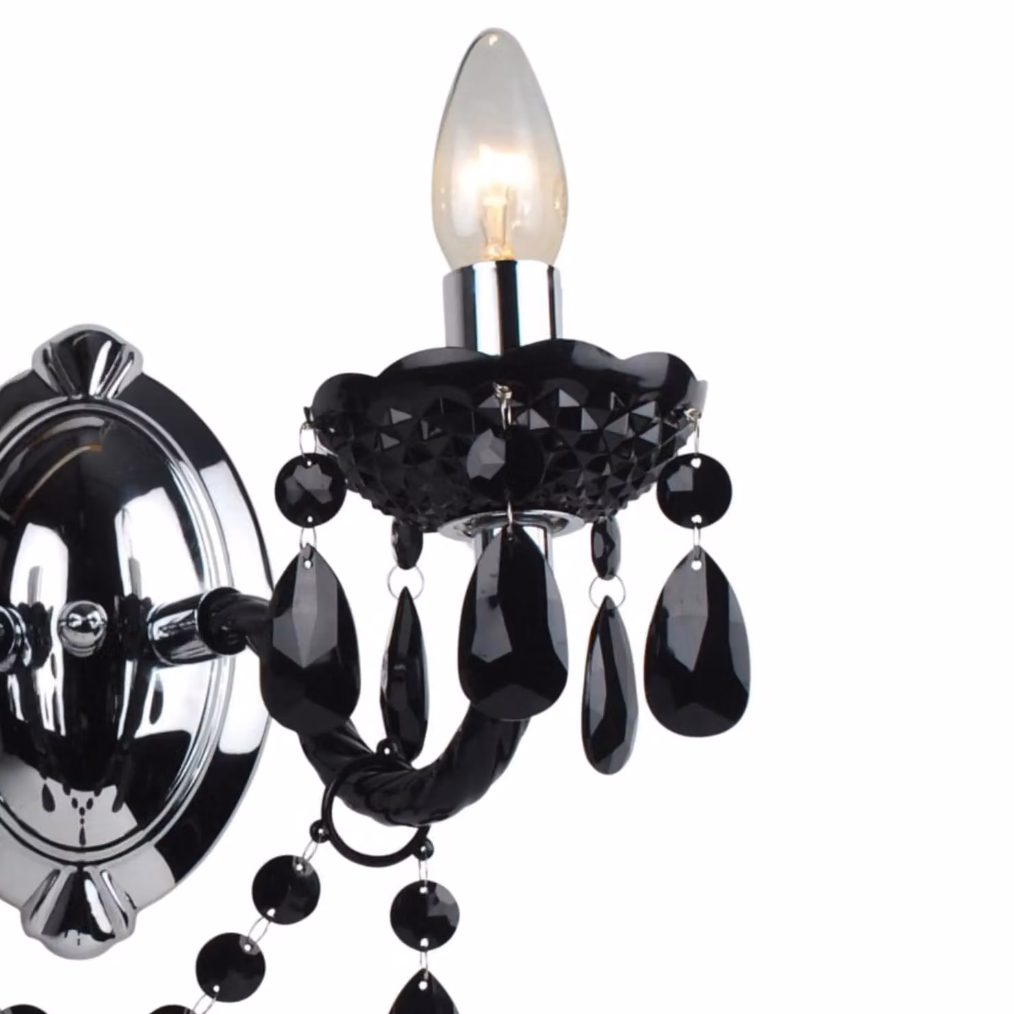 First Choice Lighting Marie Therese Style Wall Light Set of 2, Black and Chrome – 4