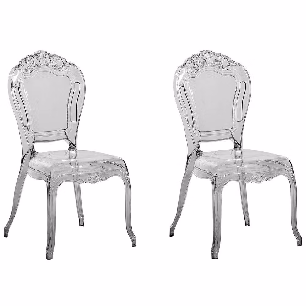 Wyld and Coco Acryluxe Vintage-Style Transparent Black Dining Chairs with Armrests, Set of 2 – 2