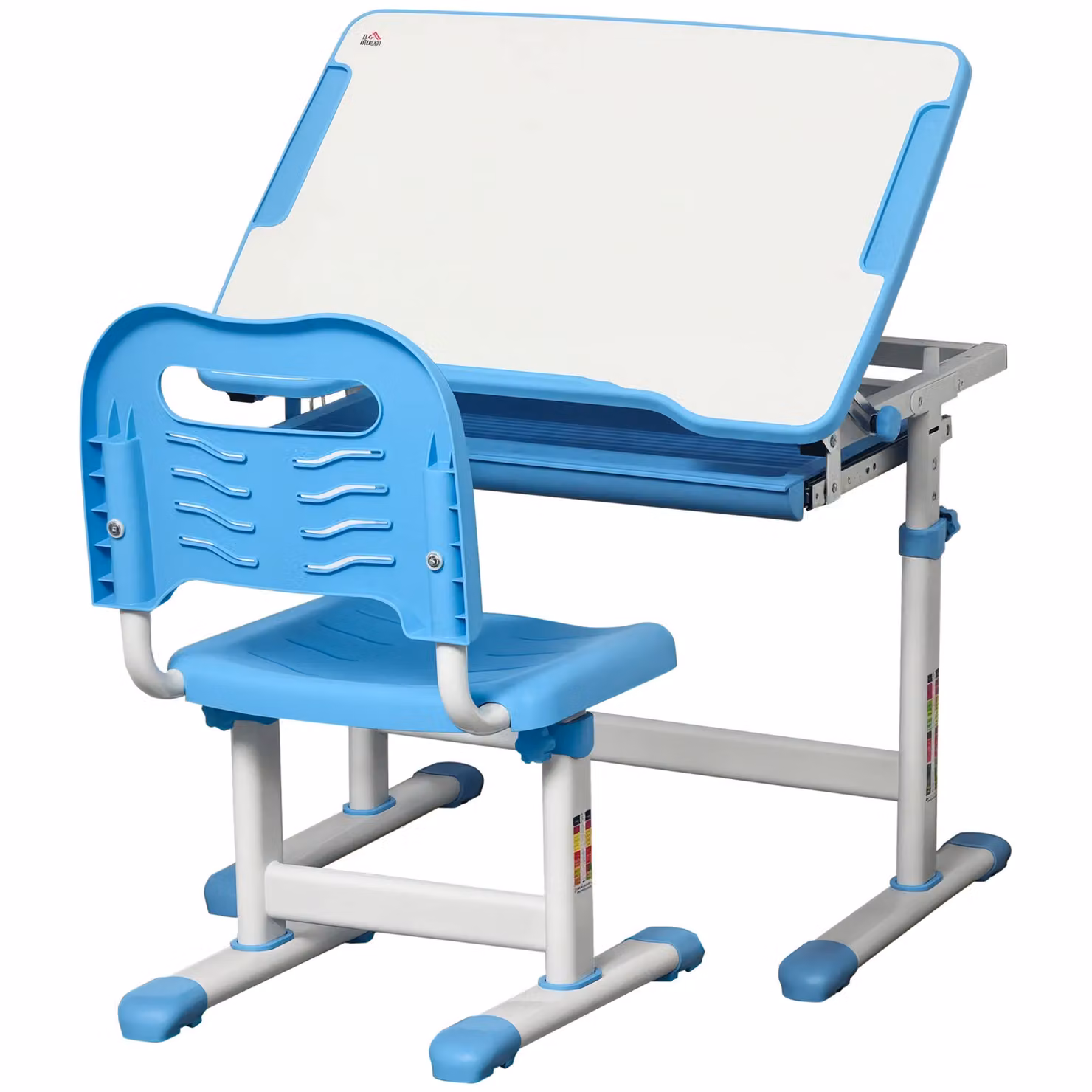 HOMCOM Height Adjustable Kids Desk and Chair Set in Blue – 2