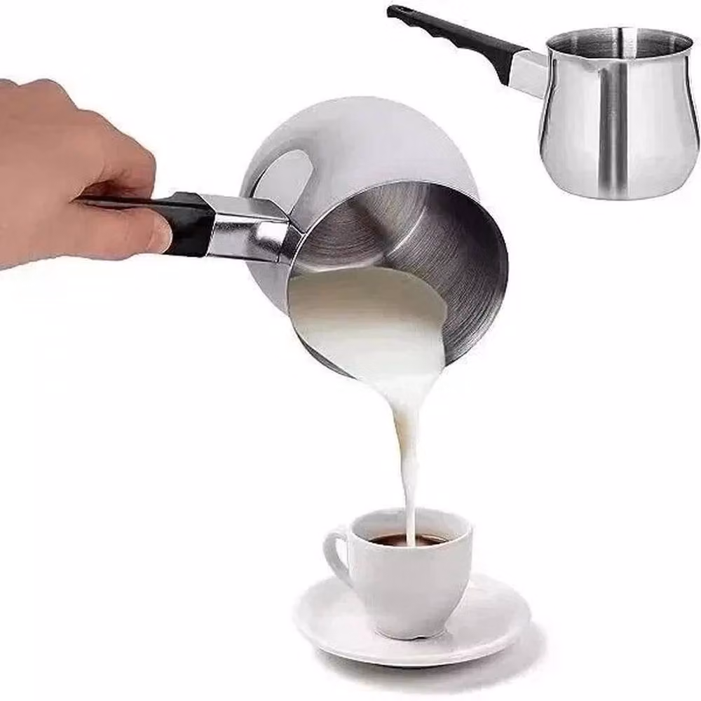 VOGREX Apollo Stainless Steel Turkish Coffee Pan, Silver, 400ml – 2