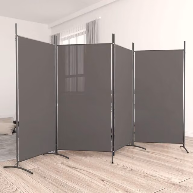 Berkfield Home 4-Panel Room Divider in Anthracite and Black Fabric, W: 346 cm, H: 180 cm – 1