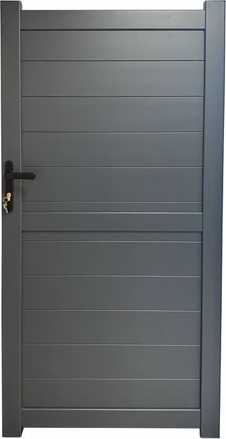 Readymade Aluminium Horizontal Swing Pedestrian Gate in Grey (RAL7016), W: 120 cm, H: 180 cm