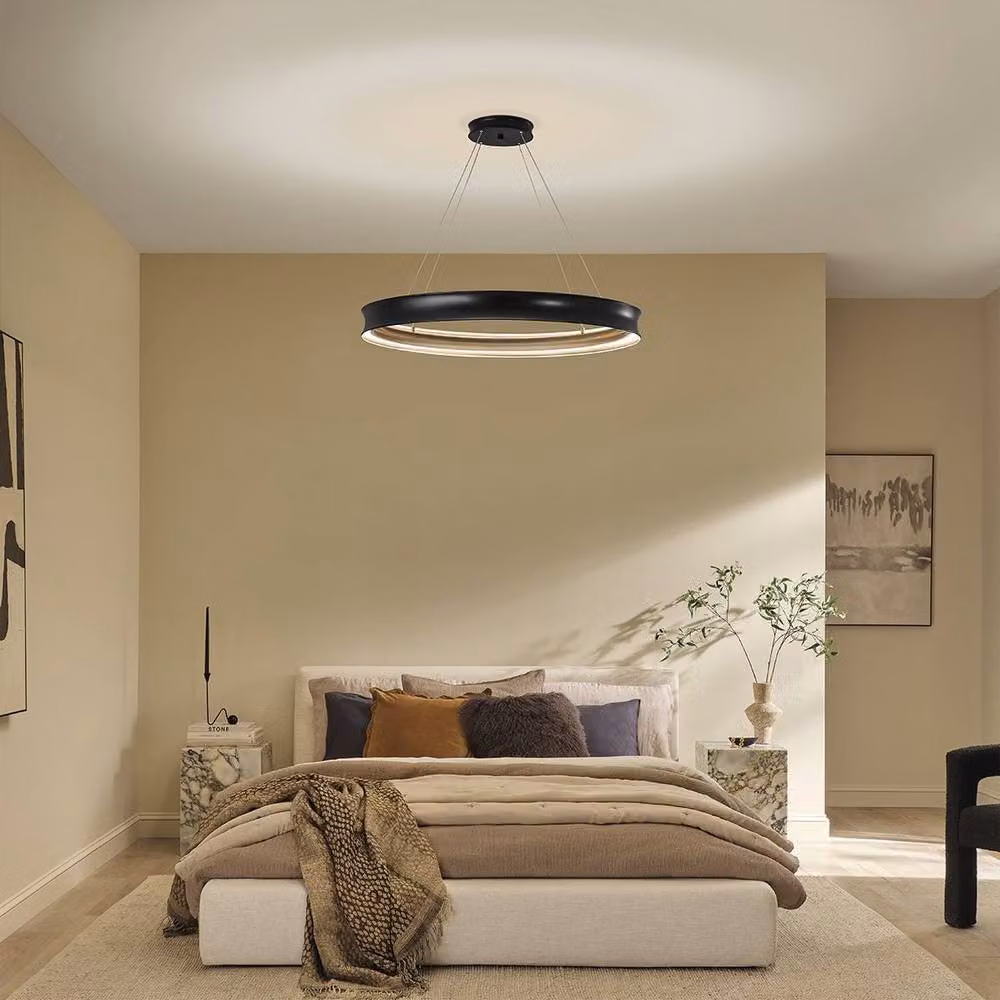 Kichler Larousse Integrated LED Suspended Ring Pendant Light in Black and Gold/Brass – 2
