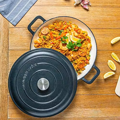 Argon Tableware Enamelled Cast Iron Shallow Casserole Dish with Self-Basting Lid, 2.3 l, Black – 5