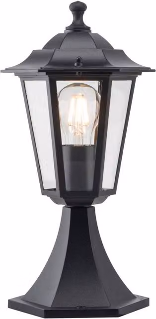 First Choice Lighting Modern Black IP44 Lantern Design Outdoor Pedestal Garden Post Light – 1