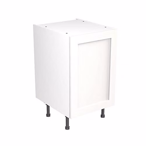 Kitchen Kit White Matt Shaker Door Flatpack Base Cabinet with Soft Close Doors, W/D/H: 50 x 50 x 87 cm