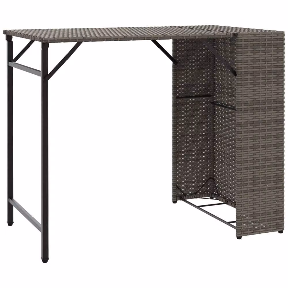 Berkfield Home 5 Piece Grey Poly Rattan Garden Dining Set with Foldable Metal Frame – 4