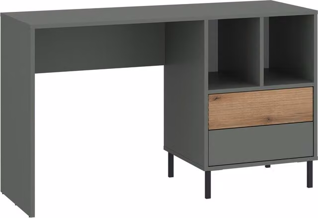 Furniture To Go Darwin Writing Desk with 2 Drawers in Green and Oak
