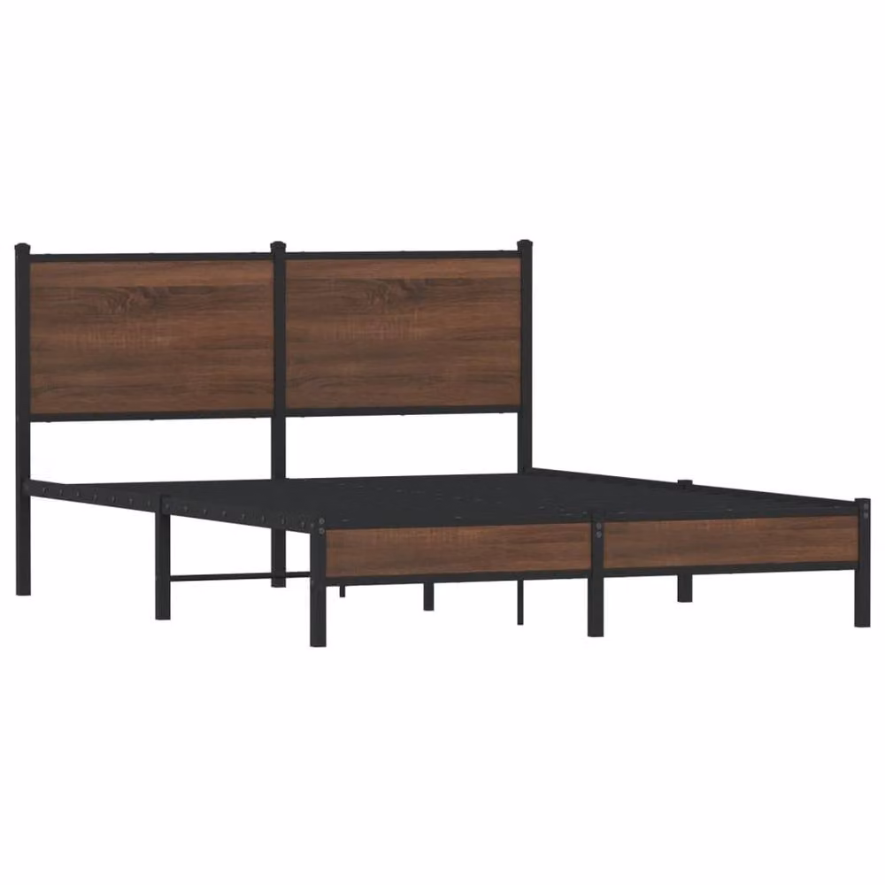 Berkfield Home Metal Bed Frame in Brown Oak, W: 140 cm, D: 200 cm – 3