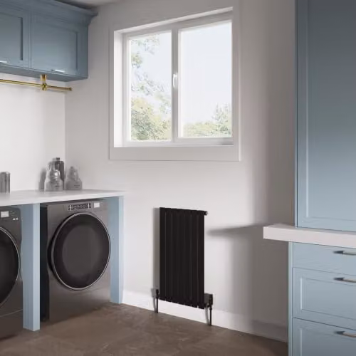 UK Radiators Typhoon Black Flat Tube Horizontal Designer Radiator, W: 47.6 cm, H: 80.0 cm – 3