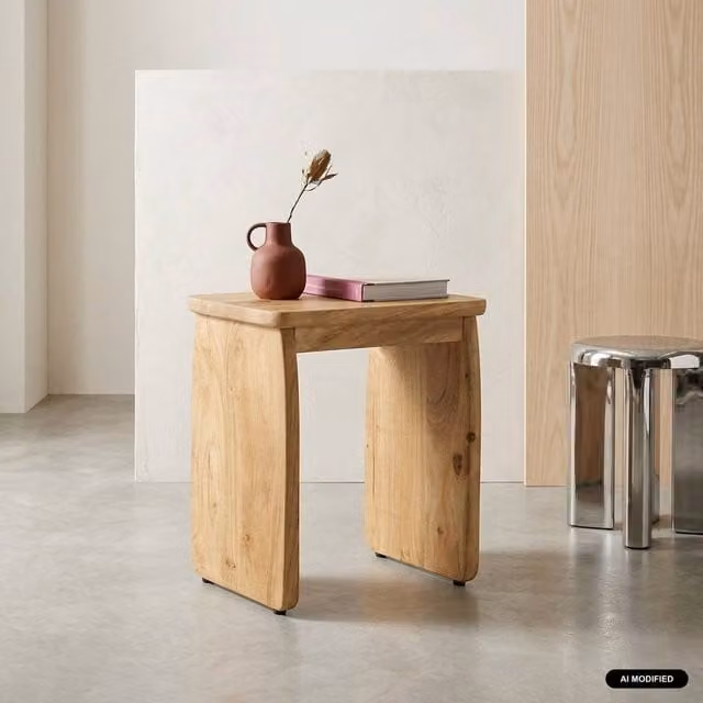 sweeek Exotic Acacia Wood Bedside Table in Brown, W/D/H: 45 x 30 x 40 cm
