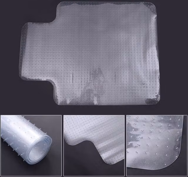 HOMCOM Office Carpet Protector Chair Mat, Clear and White, W: 120 cm, D: 90 cm – 4