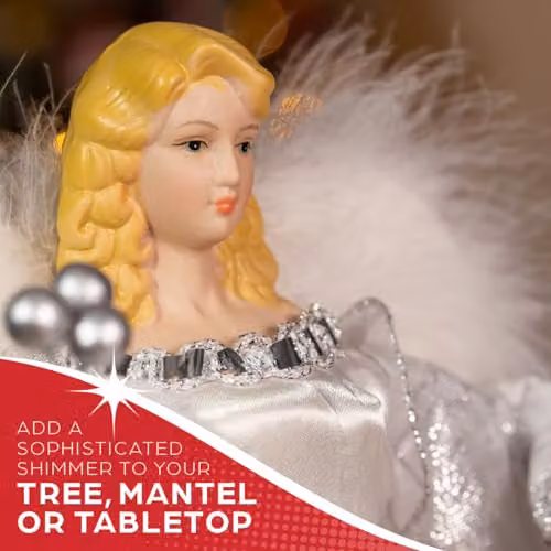The Christmas Workshop Silver Angel Christmas Tree Topper, Height: 30 cm – 4