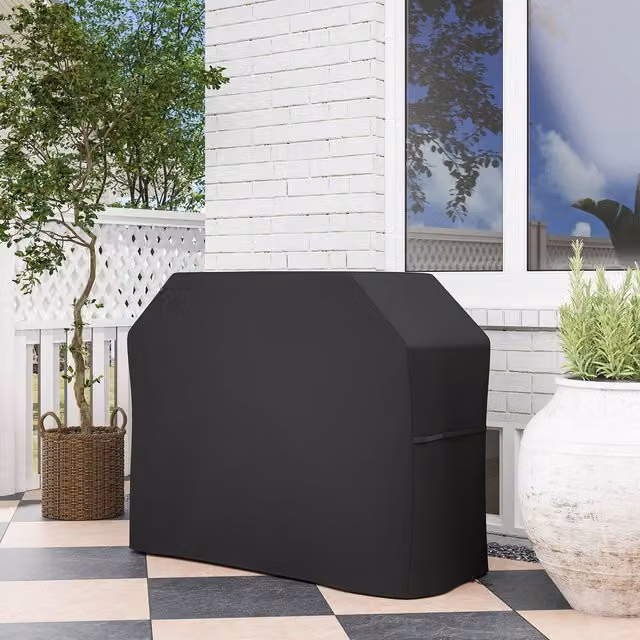 OUTSUNNY Waterproof Black Polyester Gas BBQ Cover, W/D/H: 147 x 61 x 120 cm – 1