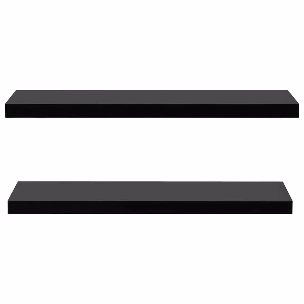 Berkfield Home Floating Wall Shelves, 2 Piece Set, Black, W: 120 cm, D: 20 cm, H: 3.8 cm – 3