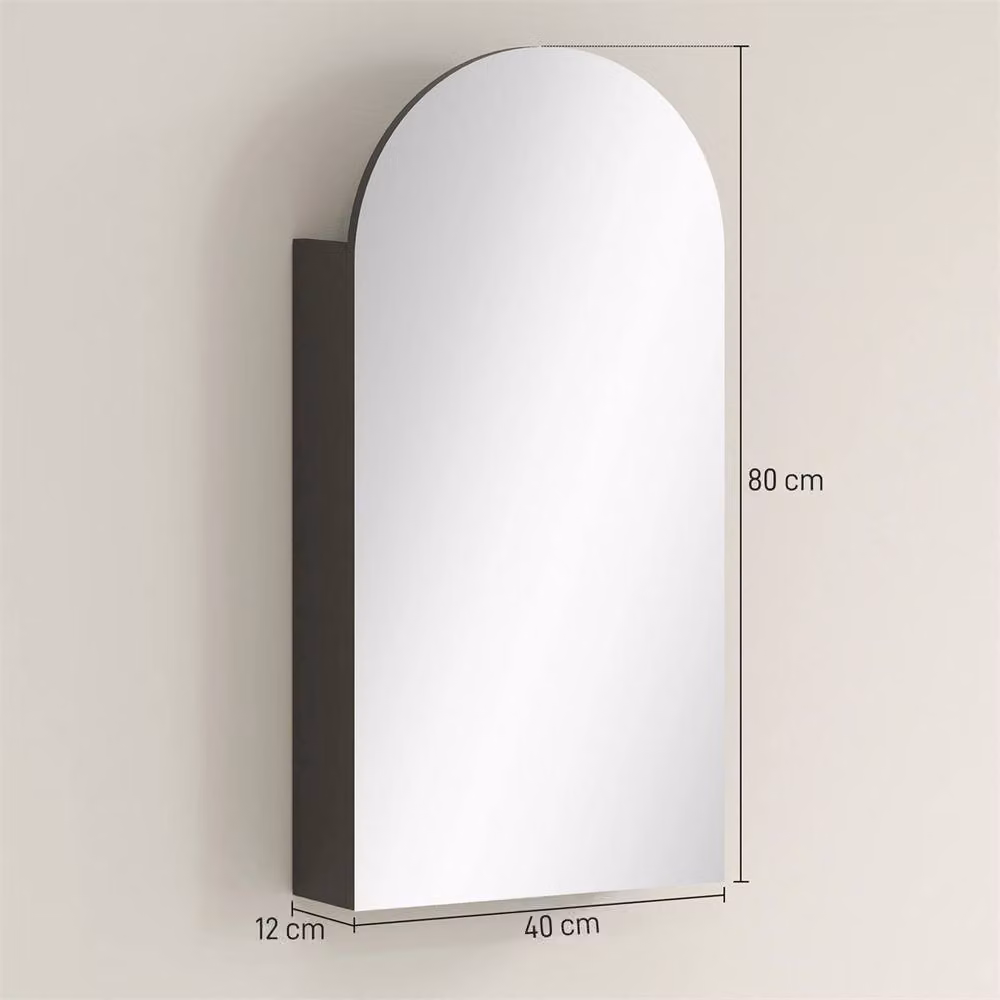Havendro Black Modern Wall Mounted Bathroom Mirror Cabinet with Glass Shelves W/D/H: 80 x 40 x 12 cm – 1