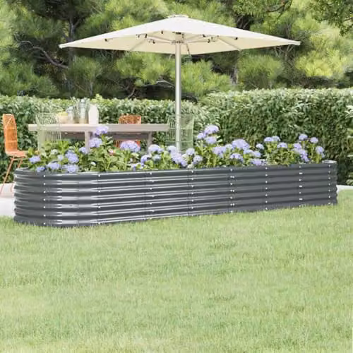 vidaXL Galvanised Steel Garden Raised Bed in Anthracite, W/D/H: 296 x 80 x 36 cm – 2