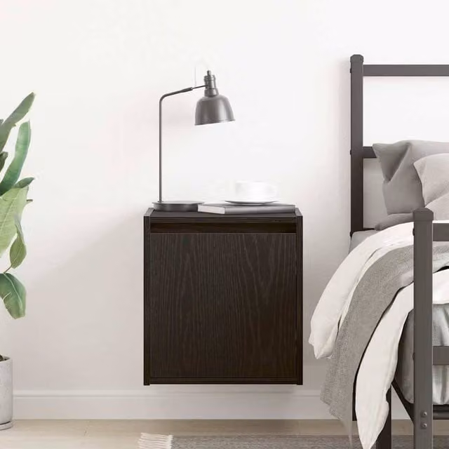Berkfield Home Wall-Mounted Bedside Cabinet, Black, W/D/H: 38 x 34 x 40 cm