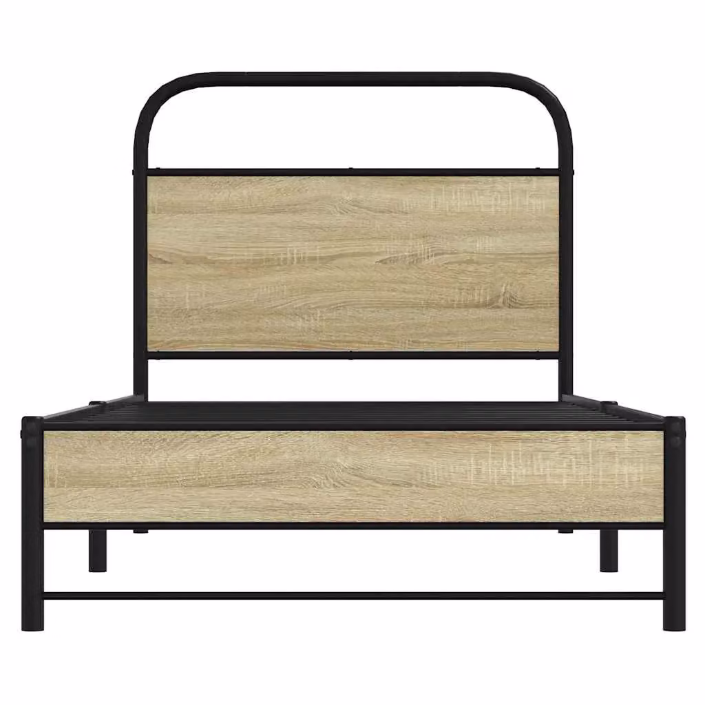 Berkfield Home Small Single Bed Frame in Sonoma Oak and Brown Engineered Wood, W/D/H: 75 x 190 cm – 3