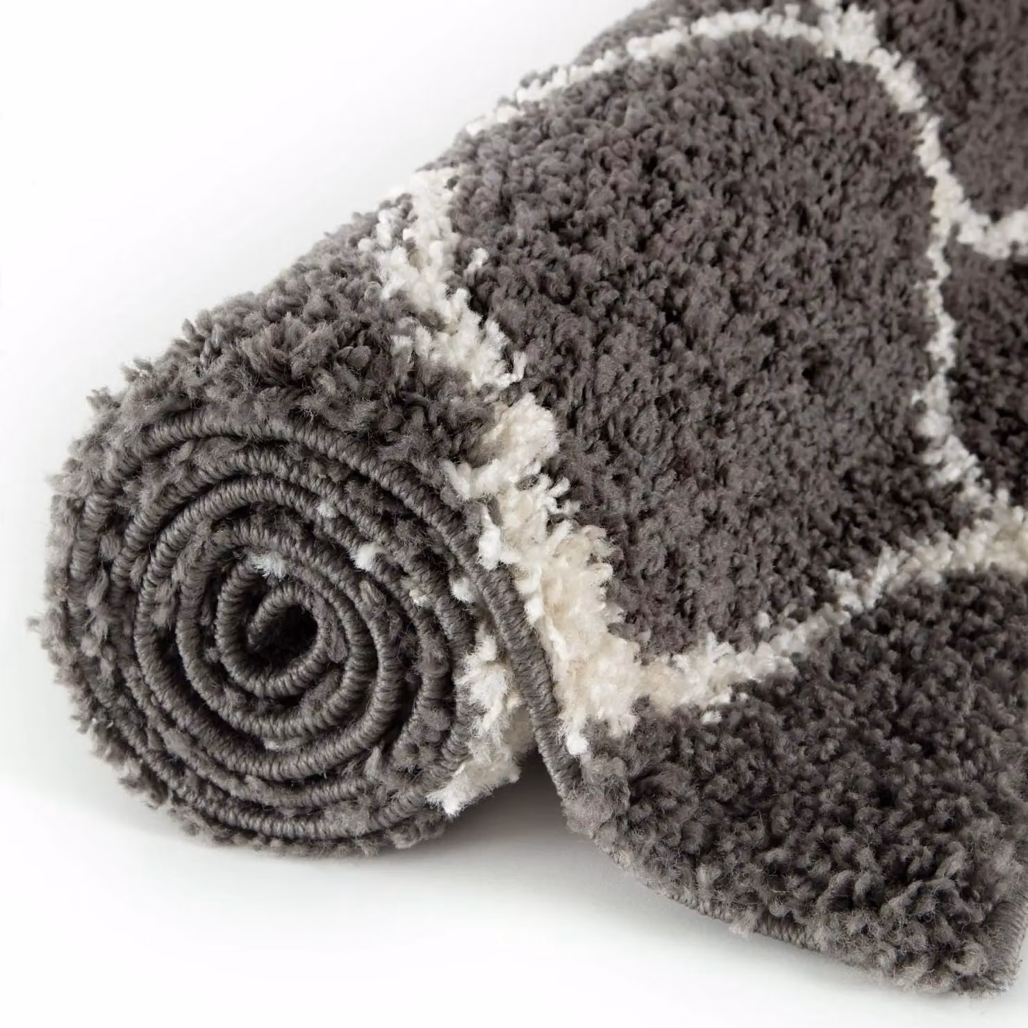 THE RUGS Moroccan Soft High Pile Shaggy Trellis Rug in Dark Grey, W/D/H: 60 x 110 cm – 3