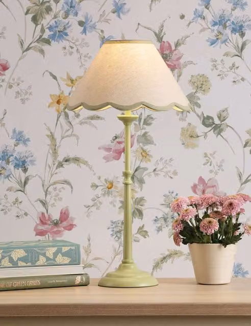 Laura Ashley Cordwell Classic Table Lamp in Green and White