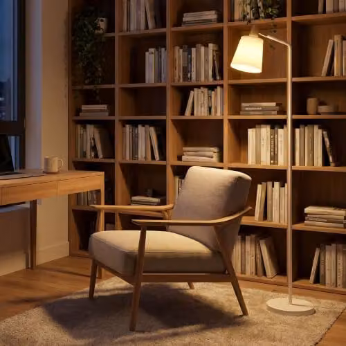 HOMCOM Modern White LED Floor Lamp with Adjustable Head for Reading and Task Lighting – 5