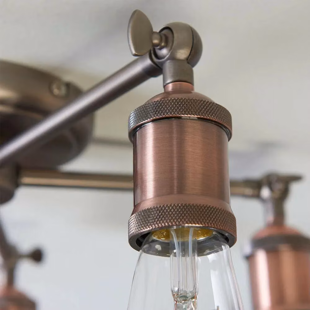 Loops 5-Lamp Ceiling Pendant and 2 Matching Wall Light Set in Tarnished Aged Copper – 3