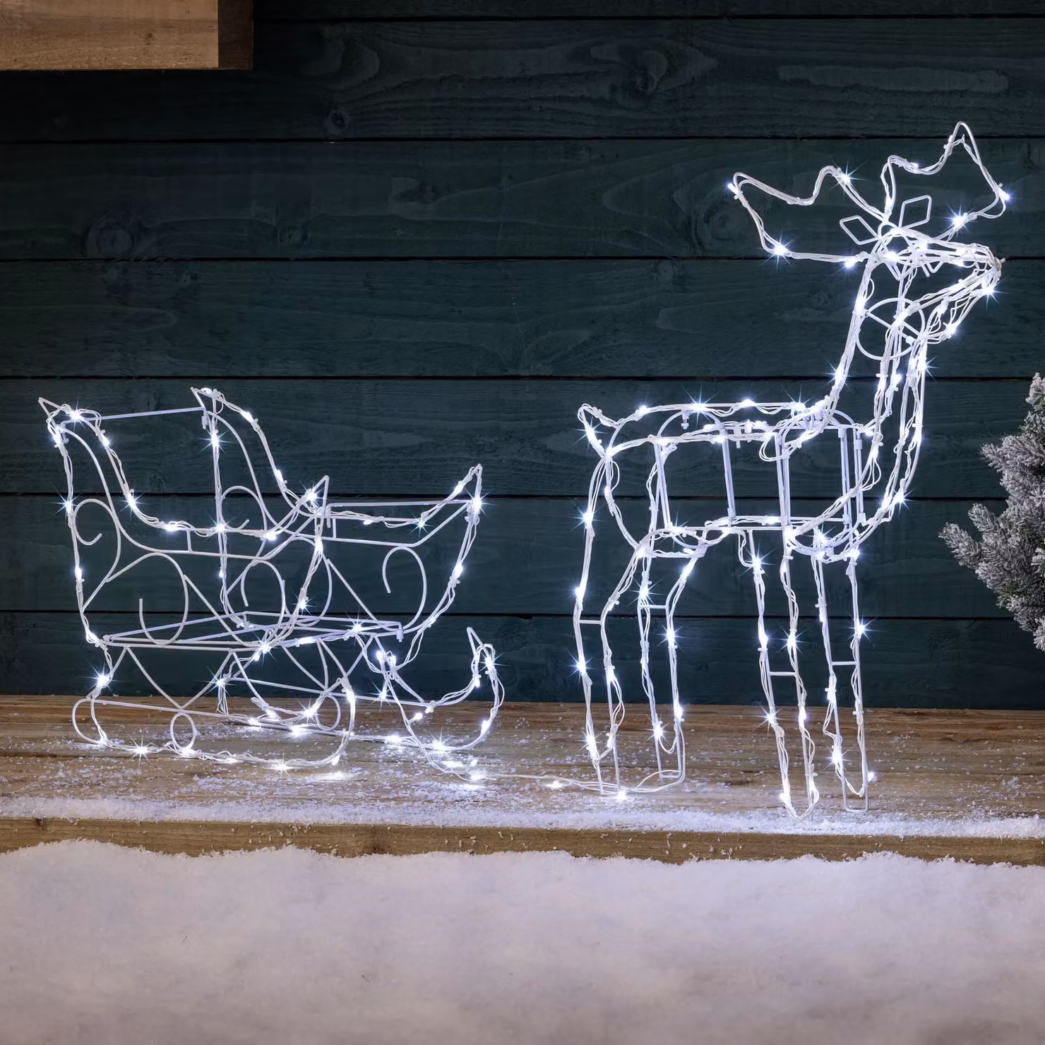 Christow Reindeer Sleigh 3D LED Outdoor Christmas Decoration in White – 2